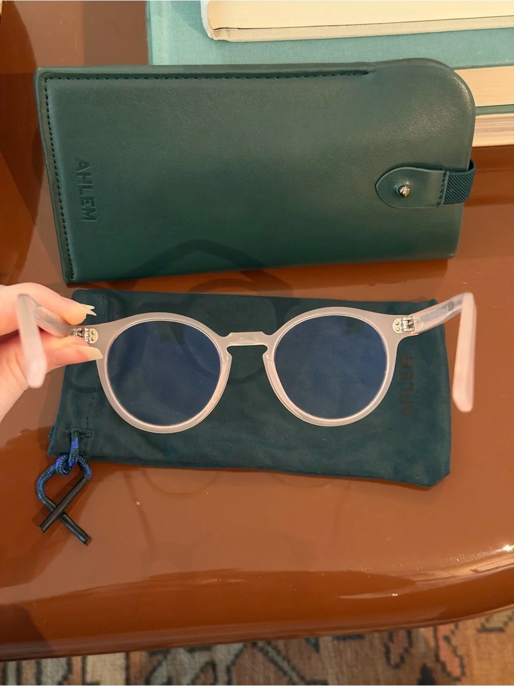 AHLEM Eyewear Rue Charlot Blushed Pink Blue Light Glasses + Sleeve + Case